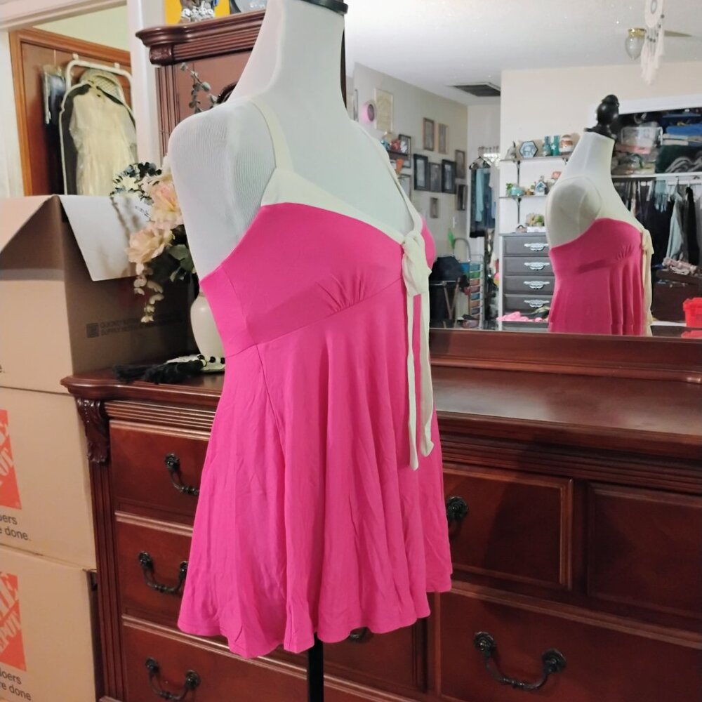 Pink & White Sleeveless Draped Cotton Blouson - Picture 4 of 5